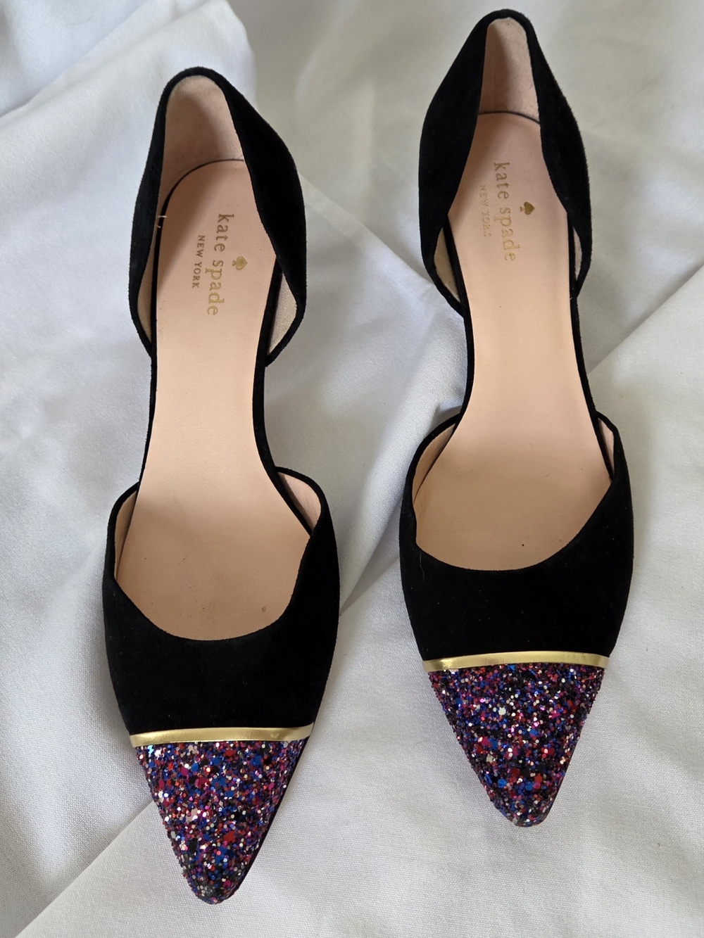 kate spade Black Pointed Glitter Cap-Toe